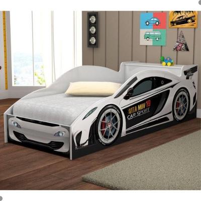 Cama Juvenil Carro Eron com Baú MDF Branco Solteiro Casah