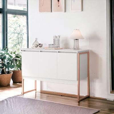 Buffet Brisa Alta 3 Portas Branco Estrutura em Aco Cobre MDP Perfex 15mm Casah