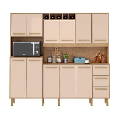 Armário de Cozinha Amanda 11 Portas 3 Gavetas MDF-MDP 212CM Amêndoa Milani