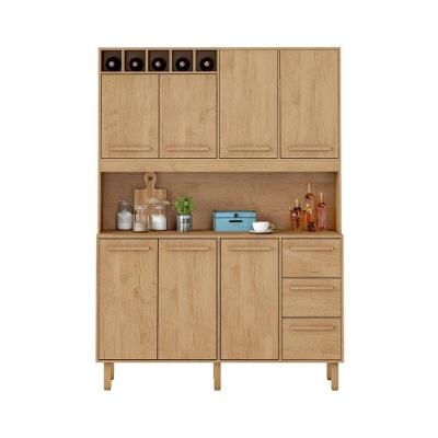 Armário de Cozinha Rafaela 7 Portas 3 Gavetas MDF-MDP 143CM Amêndoa Milani