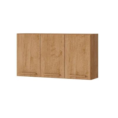 Armário Aéreo Clarice 118CM 3 Portas Correr MDF MDP Amêndoa Milani Movelaria