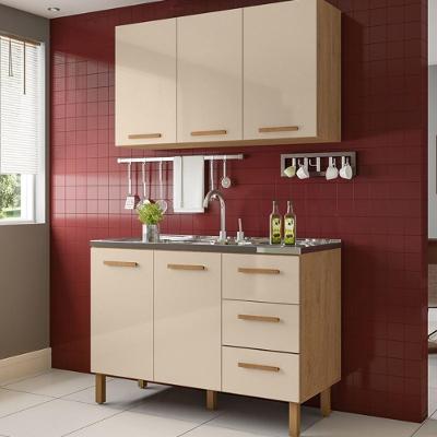 Armário de Cozinha Fortaleza 2 Portas 3 Gavetas MDF-MDP 118CM Milani Movelaria