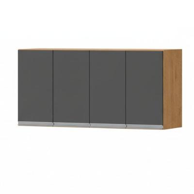Armário Aéreo Natal 120CM 4 Portas MDF-MDP Amêndoa e Grafite Milani Movelaria