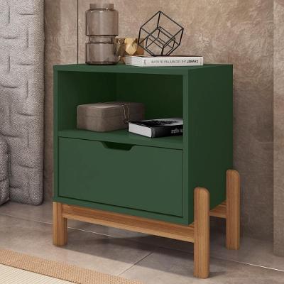 Mesa de Cabeceira Prisma 1 Gaveta MDP MDF Verde Oliva Casa D Móveis