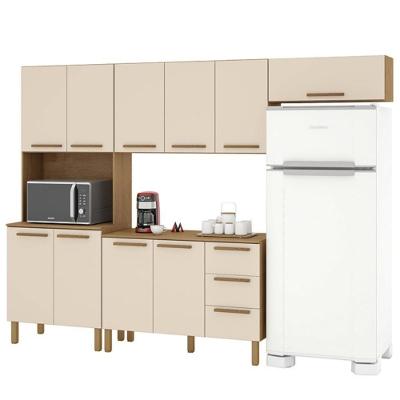Cozinha Clarice Paneleiro 4 Módulos MDF MDP Amêndoa e Off White Milani Movelaria