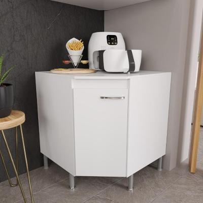 Balcão de Cozinha de Canto com Tampo Viena 1 Porta MDP MDF 75CM Branco Fidelita Móveis