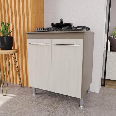 Balcão de Cozinha Modulado com Tampo Paris 2 Portas 70CM Nogal-Salinas Fidelitá Móveis