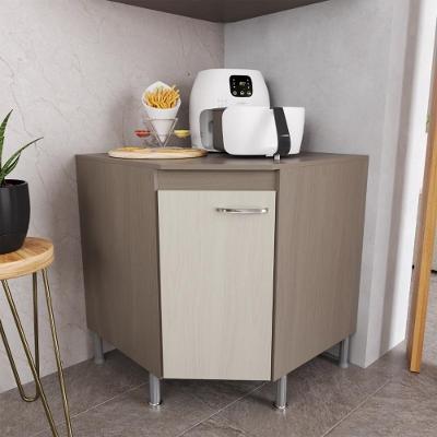 Balcão de Cozinha de Canto com Tampo Paris 1 Porta 1 Prateleira MDP-MDF 75CM Nogal-Salinas Fidelita