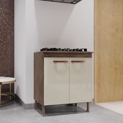 Balcão de Cozinha Lisboa 2 Portas MDP 70CM Noce Off White Fidelita Móveis