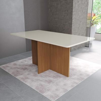 Mesa de Jantar Itália Retangular Tampo de Madeira MDF 170CM Off White Fidelita Móveis