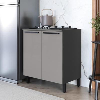 Balcão Modulado de Cozinha Mônaco 2 Portas MDP 80CM Chumbo Titânio Fidelita Móveis