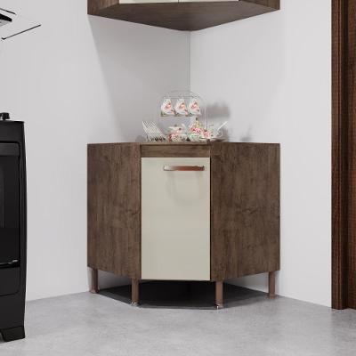 Balcão de Canto de Cozinha Lisboa 1 Porta 1 Prateleira MDP Noce Off-white Fidelita Móveis