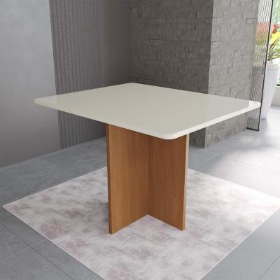 Mesa de Jantar Itália Retangular Tampo MDF 110CM Off White Fidelita Móveis