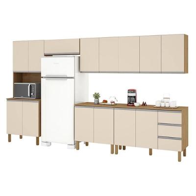 Cozinha Isabela 6 Peças 6 Portas 3 Gavetas MDF-MDP Amêndoa e Off White Milani Movelaria