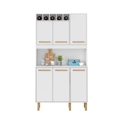 Armário de Cozinha Thaís 6 Portas sem Gavetas MDF-MDP 107CM Branco Milani