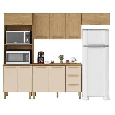 Cozinha Clarice Torre Quente 3 Portas sem Gavetas MDP 15mm 120CM Amêndoa Milani Movelaria