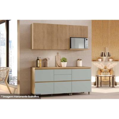 Cozinha Completa Rainha 5 Portas 5 Gavetas MDF Nature Verde Nesher Móveis