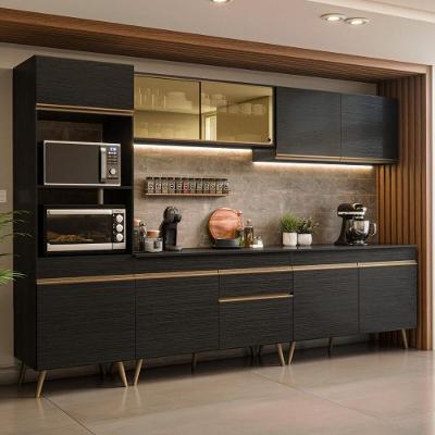 Cozinha Modulada Completa MP2441 10 Portas 1 Gaveta MDP 302CM Preto Multimóveis