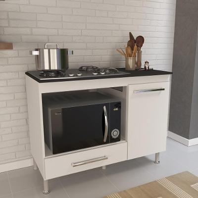 Balcão de Cozinha para Forno e Cooktop Madrid 1 Porta 105cm Branco Fidelita Móveis