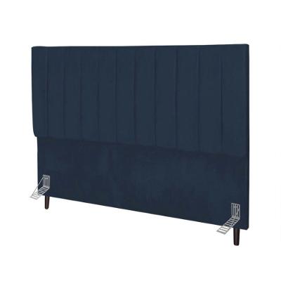 Cabeceira Estofada Cama Box Solteiro 90 Cm Carolina Suede E Frame Cor:azul Marinho