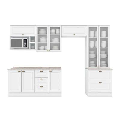 Kit Cozinha Americana C5P53 4 Portas 3 Gavetas MDF 120CM Branco Móveis Henn