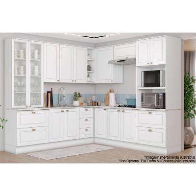 Kit Cozinha Completa Americana 4 Portas 3 Gavetas MDF 120CM Branco Móveis Henn