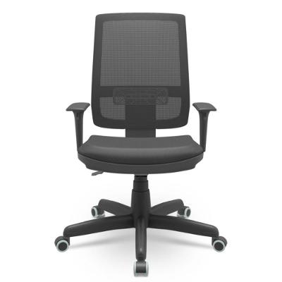Cadeira Diretor Brizza Backplax Plus Encosto Mesh Assento Vinil Braços Ajustáveis Preto Plaxmetal