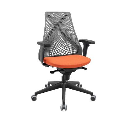 Cadeira de Escritório Presidente Bix X+ Sincron Tela Respirável Encosto Reclinável Laranja com Cinza