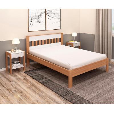 Cama de Casal CM8007 Detalhe na Cabeceira Estrado de Eucalipto MDP Amêndoa com Branco Tecno Mobili