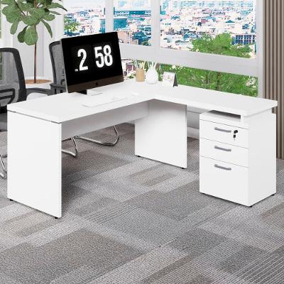 Escrivaninha em l com Gaveteiro Pé Painel F5 Contemporâneo 3 Gavetas 150CM Branco F5 Office