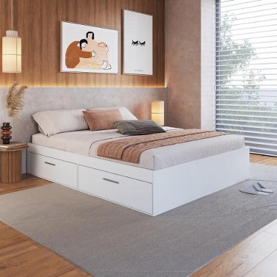 Cama de Casal C Compartimento 142CM X 192CM Portas Basculantes Branco