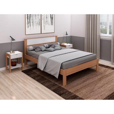 Cama de Casal com Cabeceira Espaçosa CM8005 Suporte de Até 260kg MDP Amêndoa com Branco Tecno Mobili