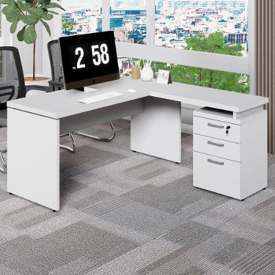 Escrivaninha em l com Gaveteiro 3 Gavetas MDP 150CM Cinza F5 Office