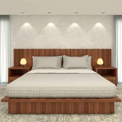 Cama Box King Cama King Cabeceira 2 Mesas C Gaveta e Nicho Mdf Nogueira Cadiz Casa Lar Shop