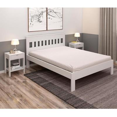 Cama de Casal CM8007 Detalhe na Cabeceira Estrado de Eucalipto MDP Branco Tecno Mobili