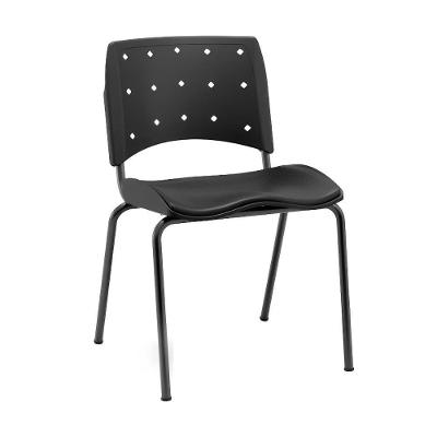 Cadeira Fixa para Escritório Nr17 Ergoplax Ergonômica Assento Estofado Vinil Preto Plaxmetal