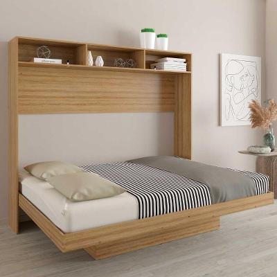 Cama Articulada Horizontal Casal com Estante Amêndoa Tecno Mobili
