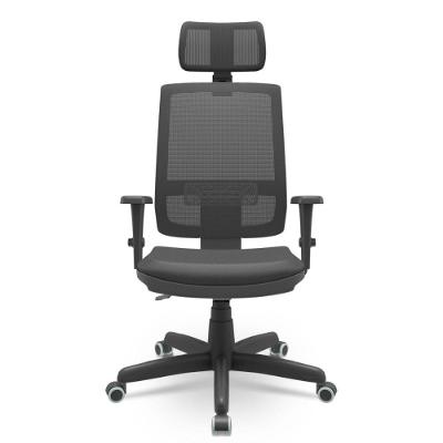 Cadeira Escritório Brizza Relax Presidente Couro Eco Backplax Plus Rodízio PU Ergonômica Preta