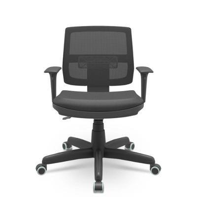 Cadeira Escritório Executiva Brizza Vinil Nr17 Backplax Plus Encosto Mesh Rodízio PU Preto Plaxmetal
