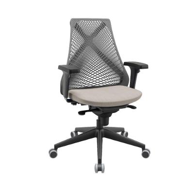 Cadeira de Escritório Nr17 Bix X+ Sincron Presidencial Encosto Mesh Giratória Fendi com Cinza