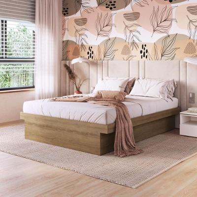 Cama Box Casal Flutuante com Box Baú para Armazenamento Mel 142,2CM Estrutura em MDP