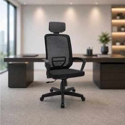 Cadeira de Escritório Adrix Presidente Mesh Assento Poliéster Base com Rodízios Preta Plaxmetal