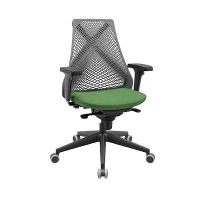 Cadeira de Escritório Bix X+ Presidencial Ergonômica Reclinável Giratória Cinza com Verde Musgo