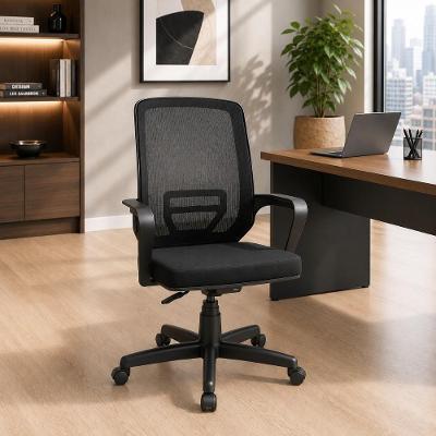 Cadeira de Escritório Adrix Diretor Assento Vinil Encosto Mesh Ergonômica Preto Plaxmetal