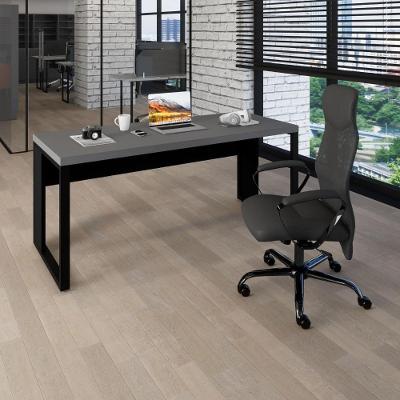 Escrivaninha Industrial sem Gavetas MDP 170CM Cinza Sagrado com Preto F5 Office