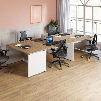 Espaço de Trabalho Individual para 5 Pessoas Pé Painel 350CM Macadâmia e Branco F5 Office