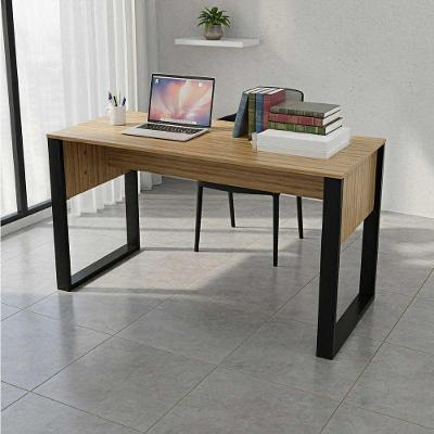 Escrivaninha Home Office sem Gavetas MDP 136CM Amêndoa com Preto Tecno Mobili