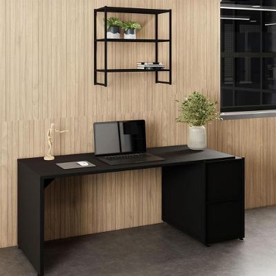 Escrivaninha com Nicho Aéreo Industrial MDP 170CM Preto F5 Office