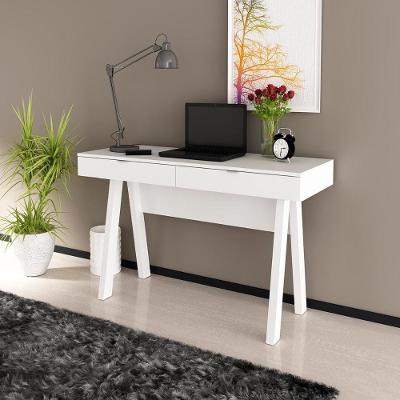 Escrivaninha para Escritório e Estudos com 2 Gavetas 120CM Branco Tecno Mobili