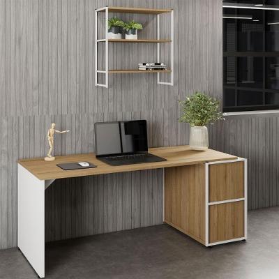 Escrivaninha com Nicho Aéreo Industrial MDF 170CM Macadâmia com Branco F5 Office